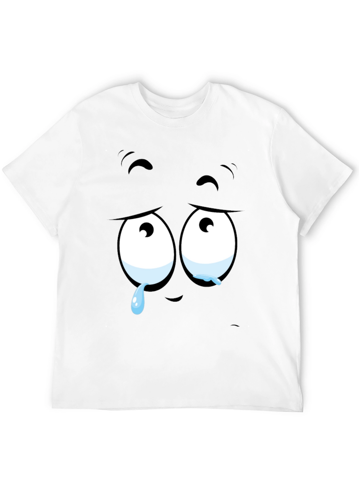 Expressive Sad Face Graphic Print Mens Black T-Shirt