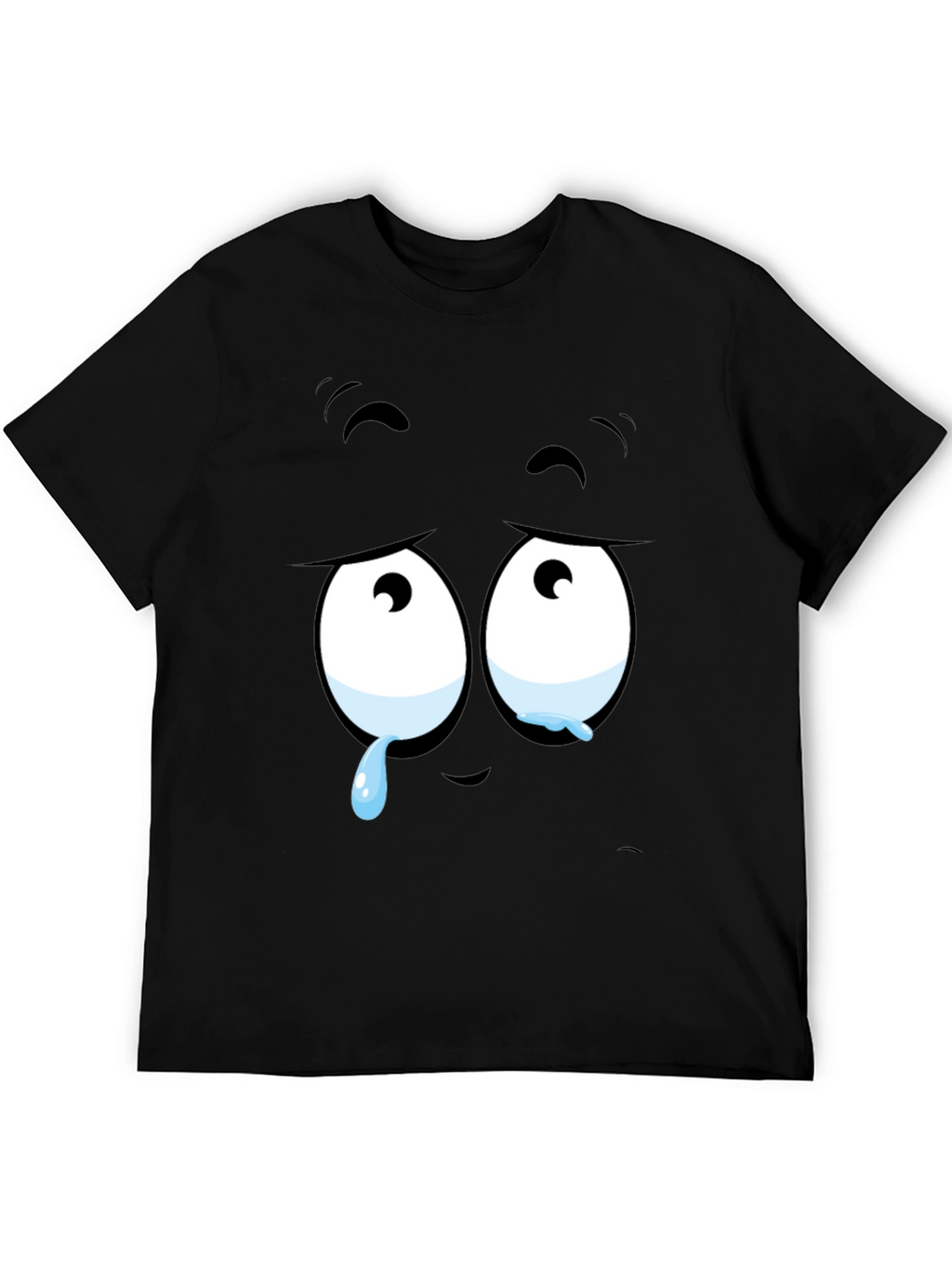 Expressive Sad Face Graphic Print Mens Black T-Shirt