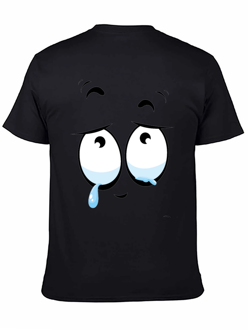 Expressive Sad Face Graphic Print Mens Black T-Shirt