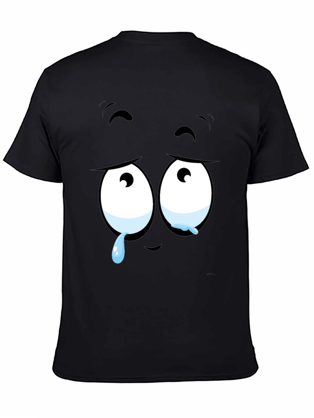 Expressive Sad Face Graphic Print Mens Black T-Shirt