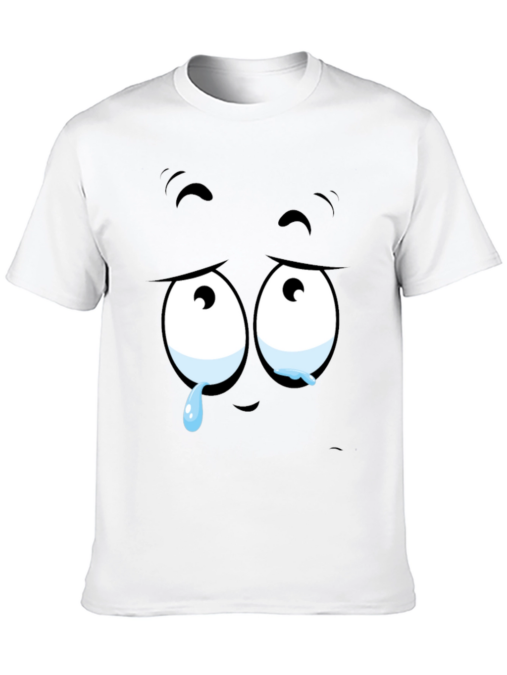 Expressive Sad Face Graphic Print Mens Black T-Shirt