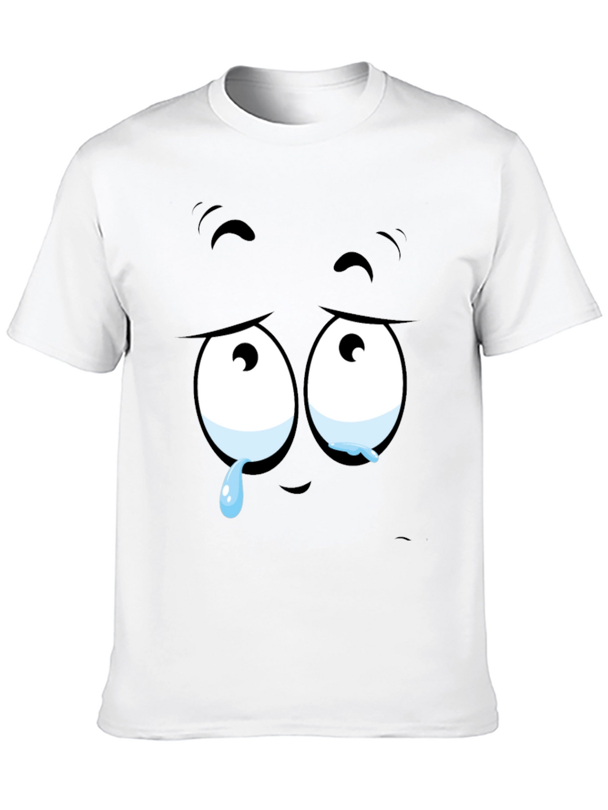 Expressive Sad Face Graphic Print Mens Black T-Shirt