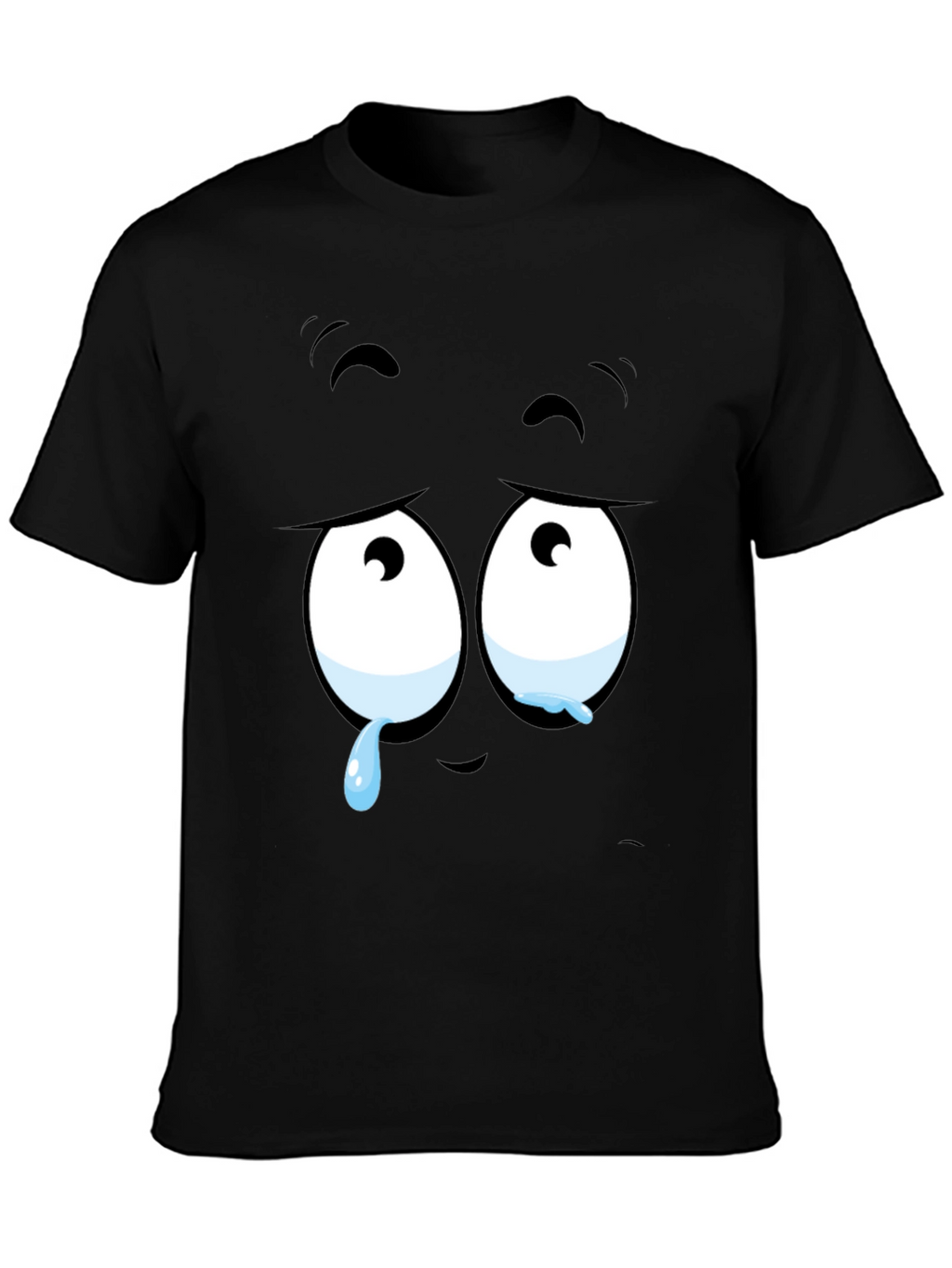 Expressive Sad Face Graphic Print Mens Black T-Shirt