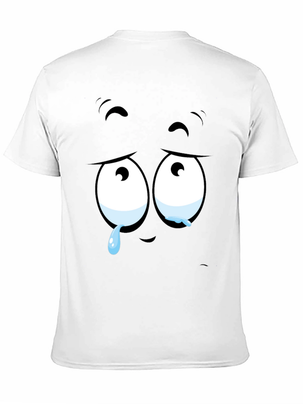 Expressive Sad Face Graphic Print Mens Black T-Shirt