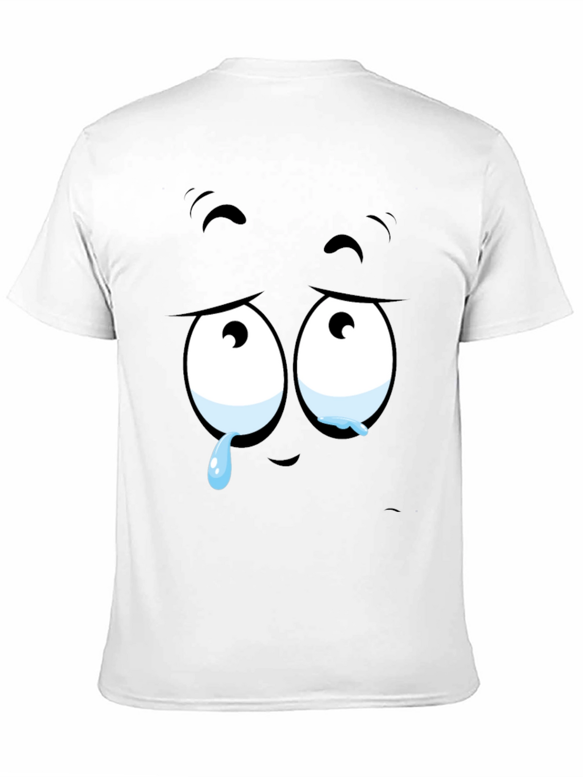 Expressive Sad Face Graphic Print Mens Black T-Shirt