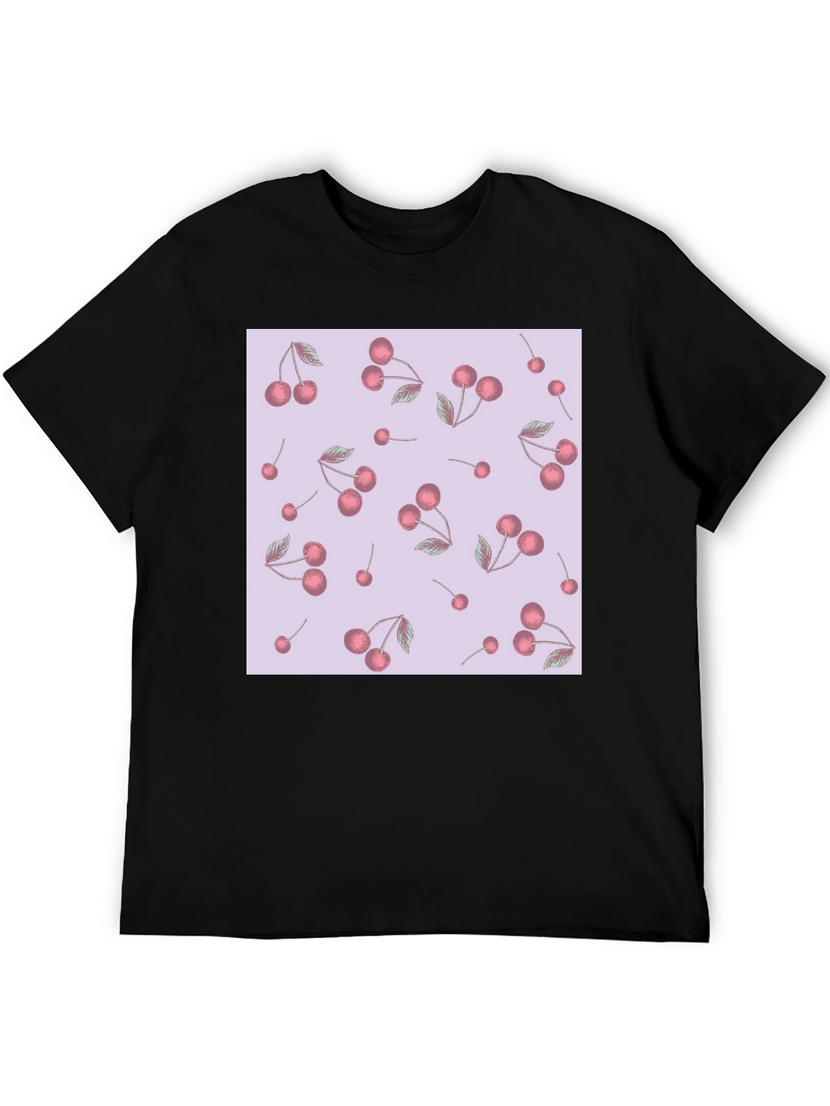 Cherry Pattern Black T-Shirt