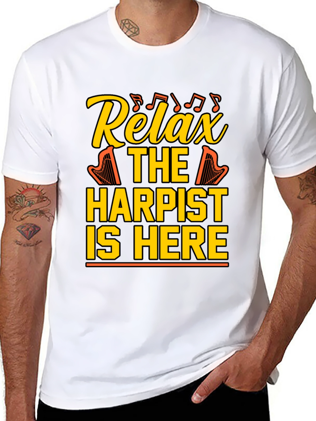 Relax Harpist Here T-Shirt: Musical Humor Tee