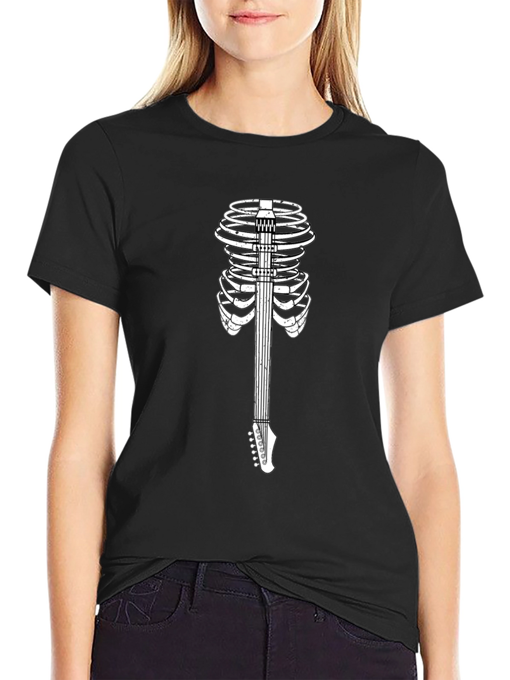 Skeleton Guitar Ribcage Graphic Tee