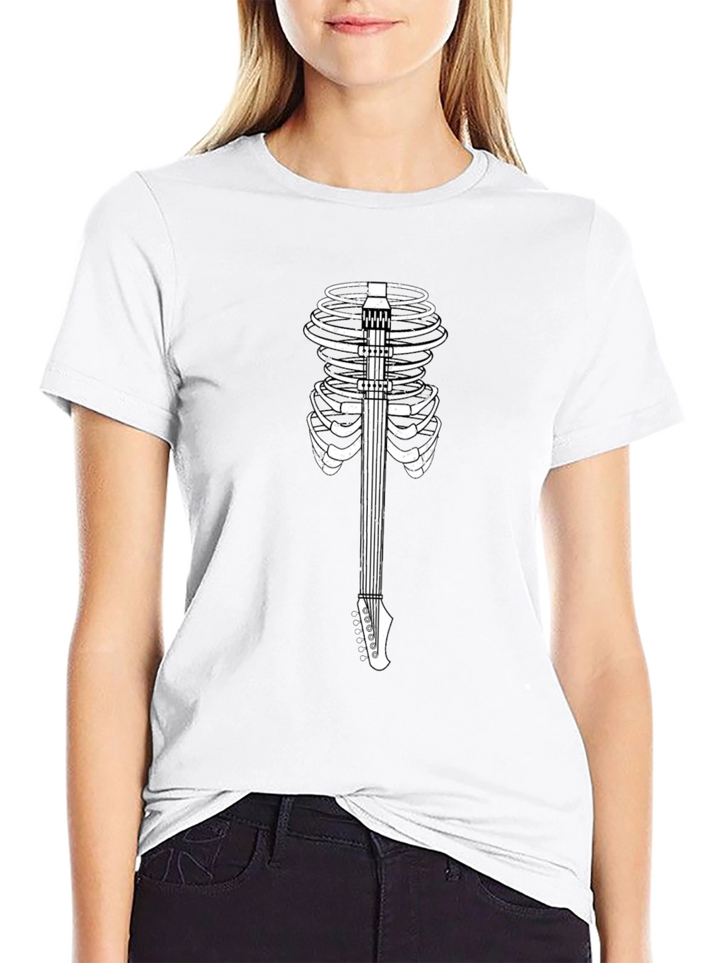 Skeleton Guitar Ribcage Graphic Tee