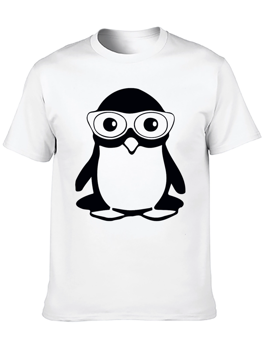 Penguin With Glasses Black T-Shirt