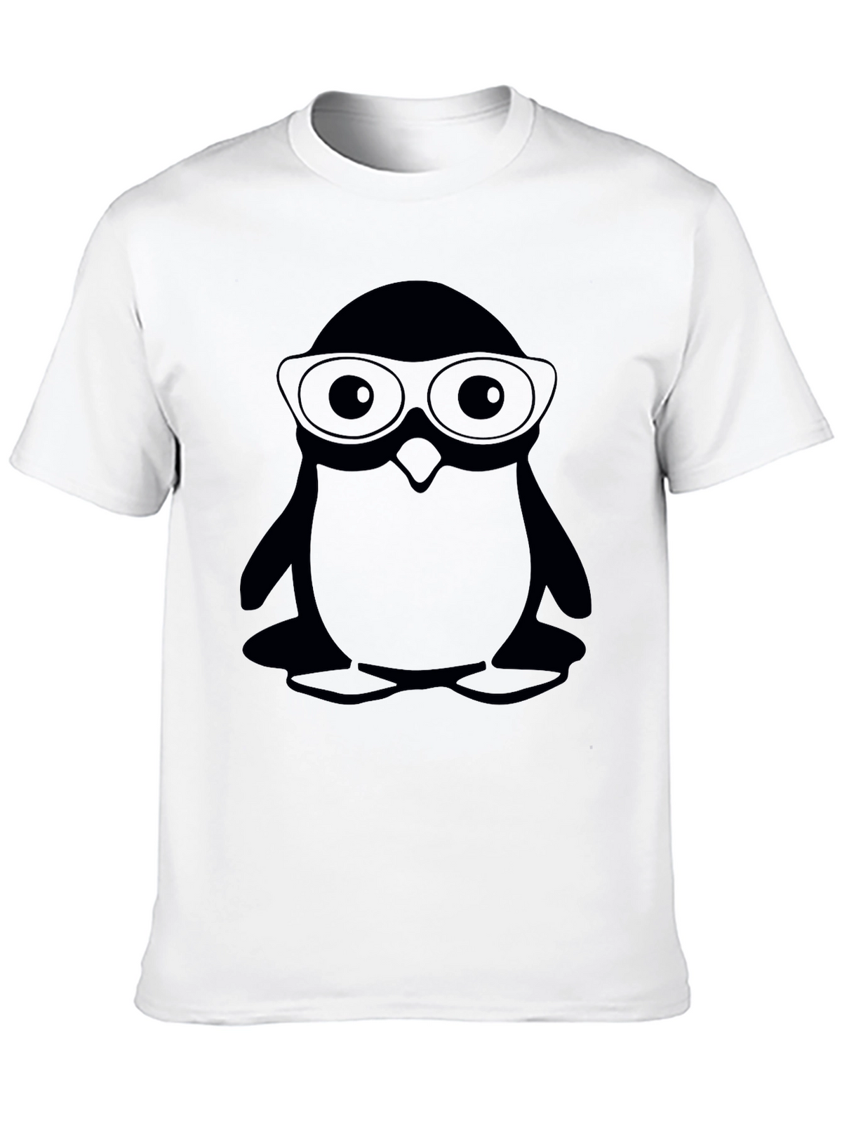 Penguin With Glasses Black T-Shirt