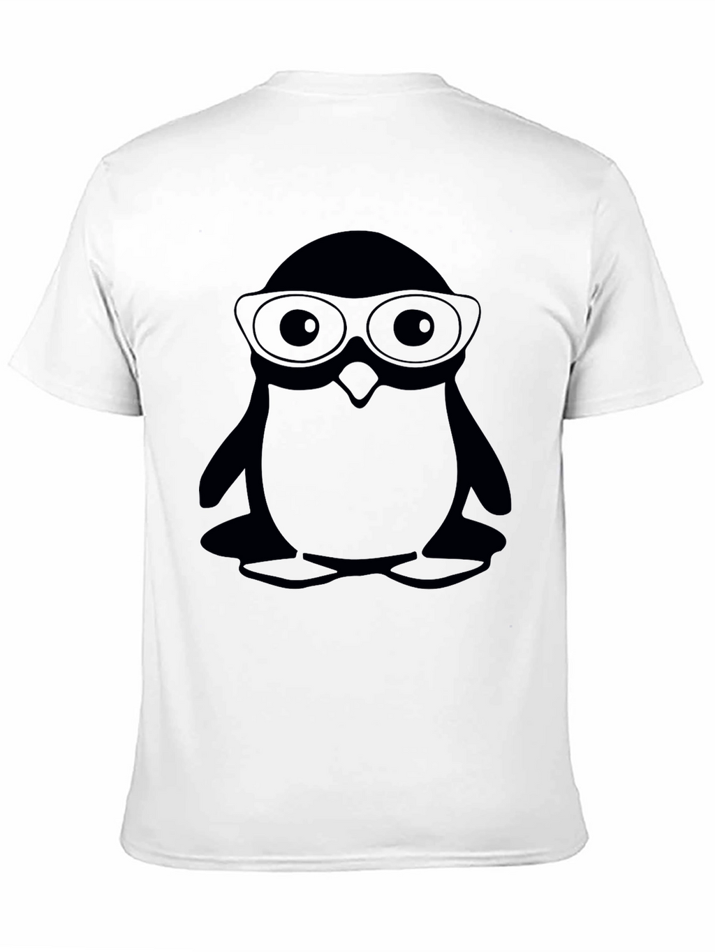 Penguin With Glasses Black T-Shirt