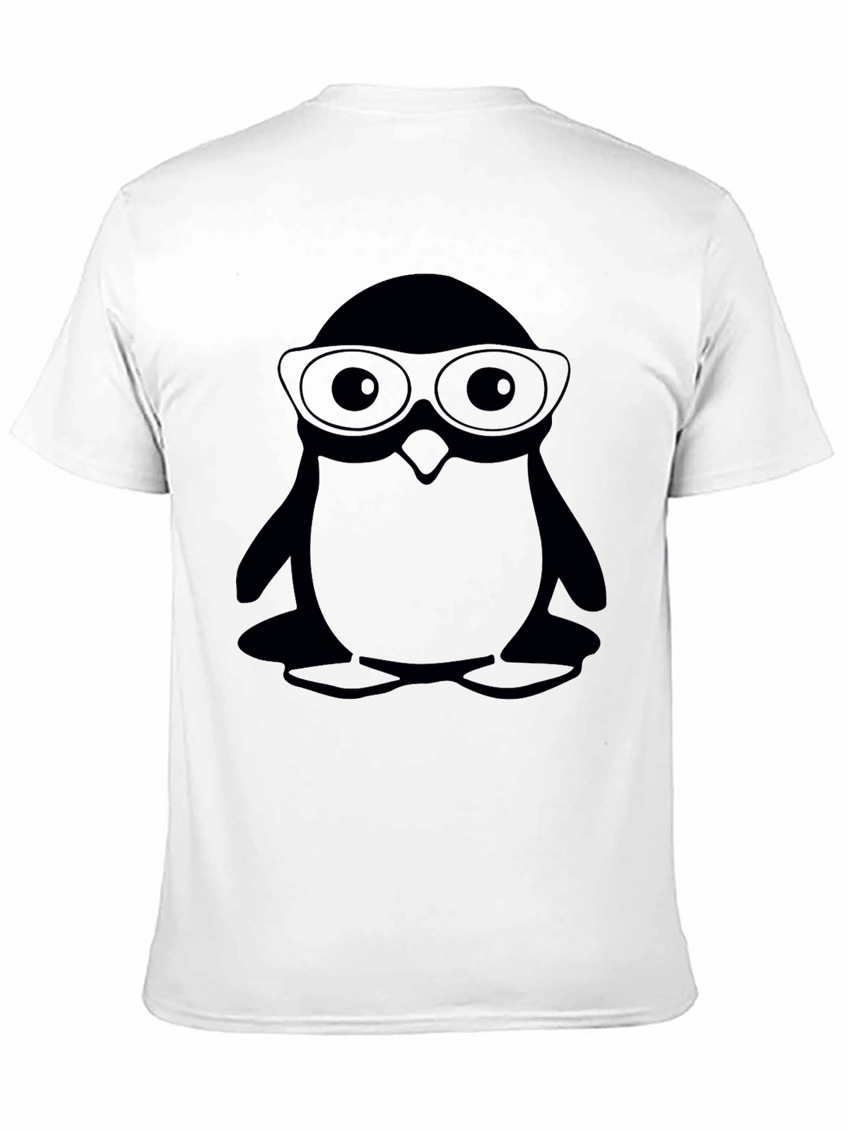 Penguin With Glasses Black T-Shirt