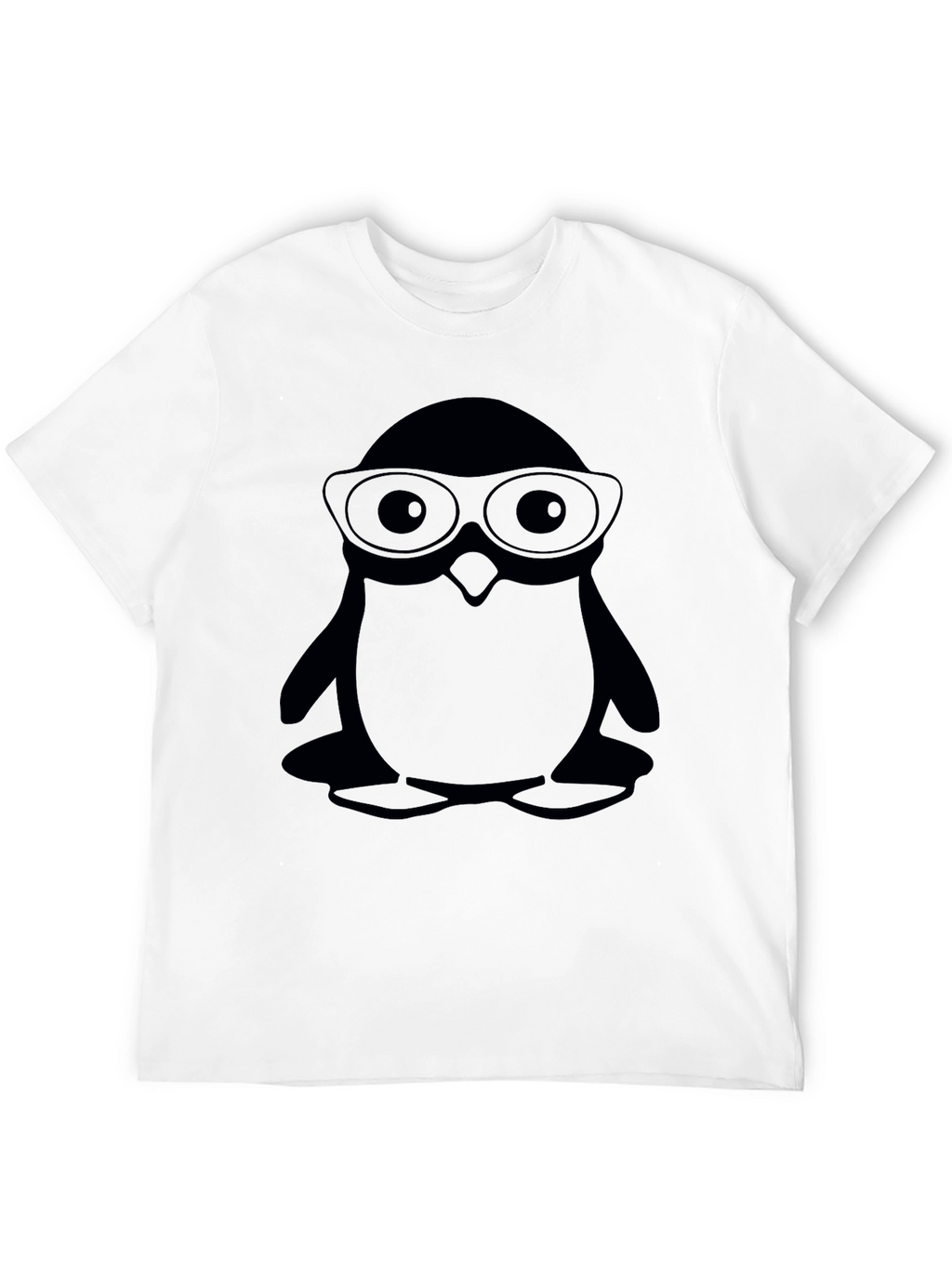 Penguin With Glasses Black T-Shirt