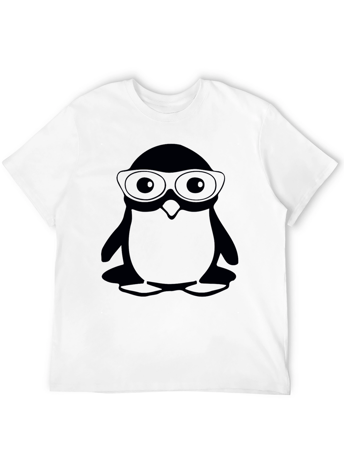 Penguin With Glasses Black T-Shirt