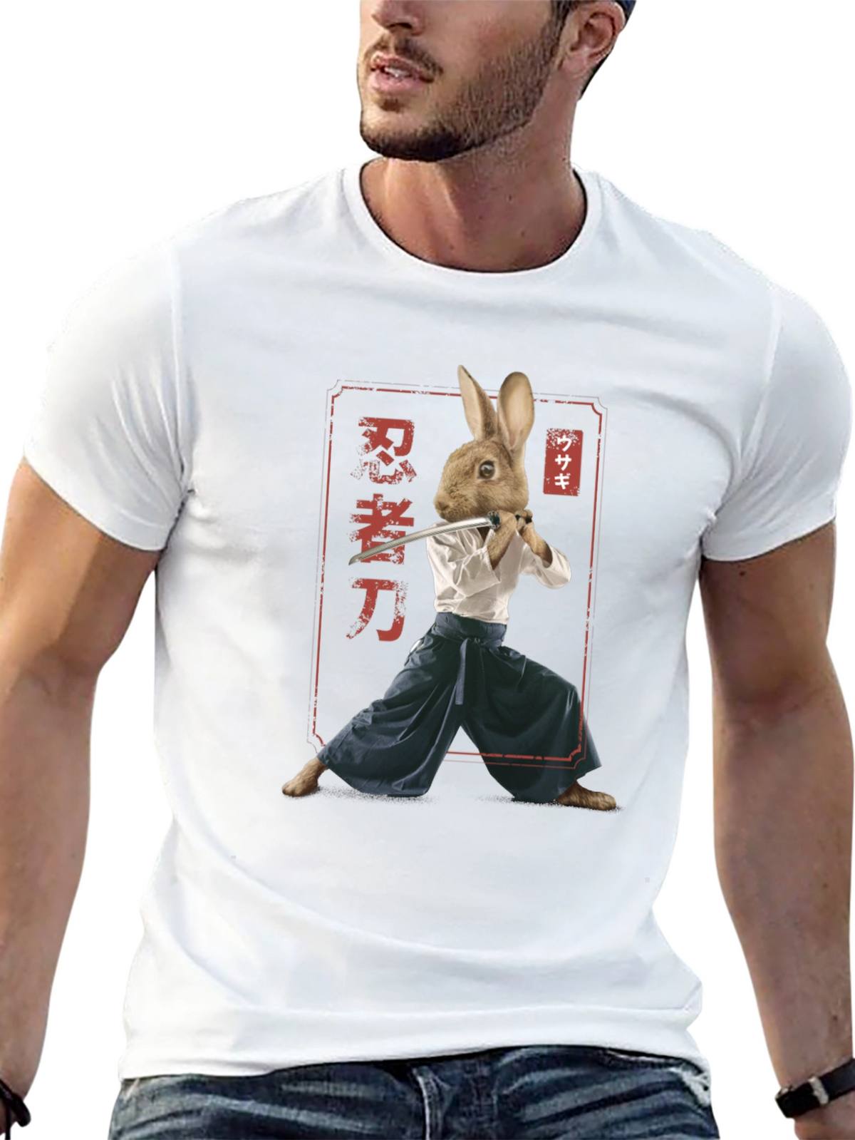 Ninja Rabbit T-Shirt - Samurai Hare Graphic Tee