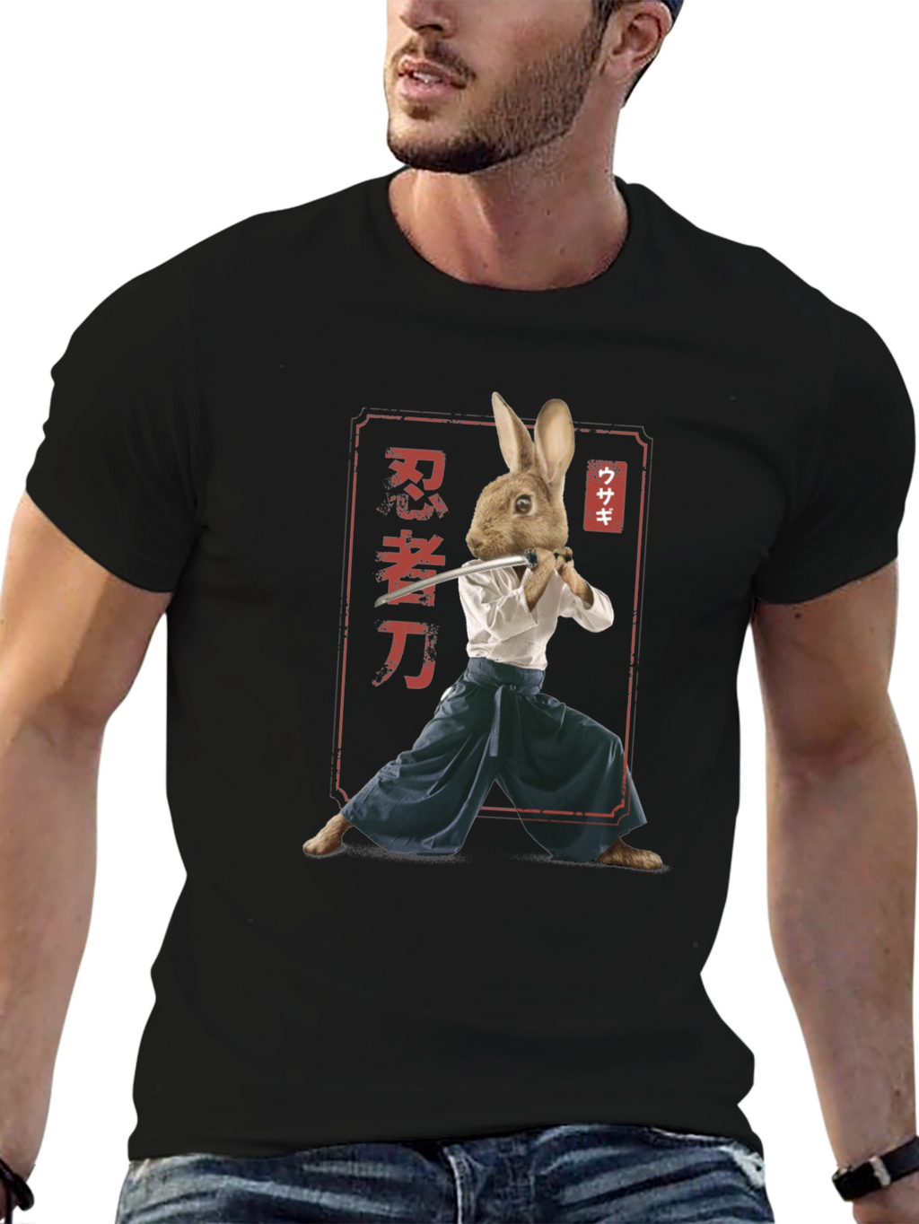 Ninja Rabbit T-Shirt - Samurai Hare Graphic Tee