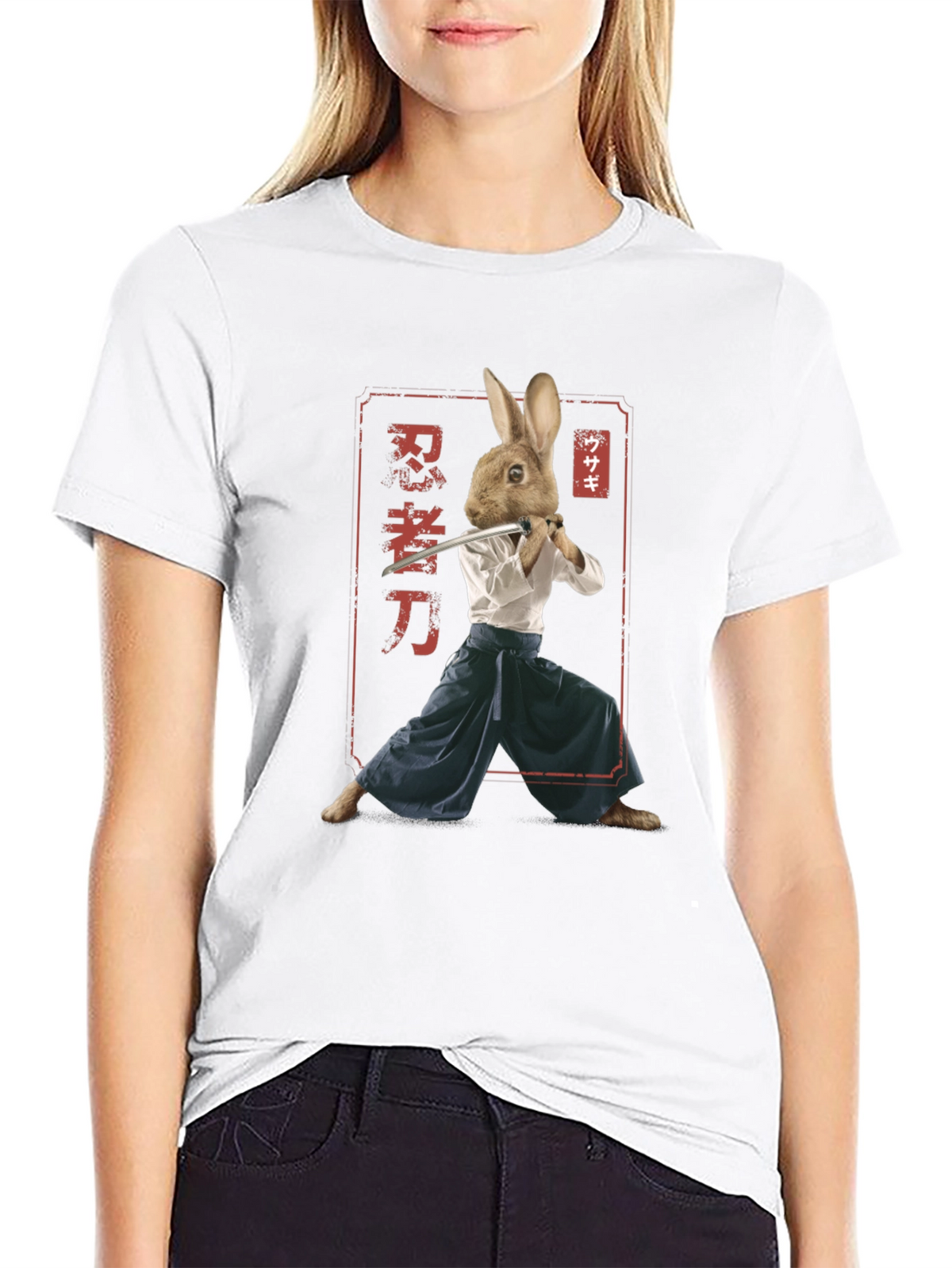 Ninja Rabbit T-Shirt - Samurai Hare Graphic Tee