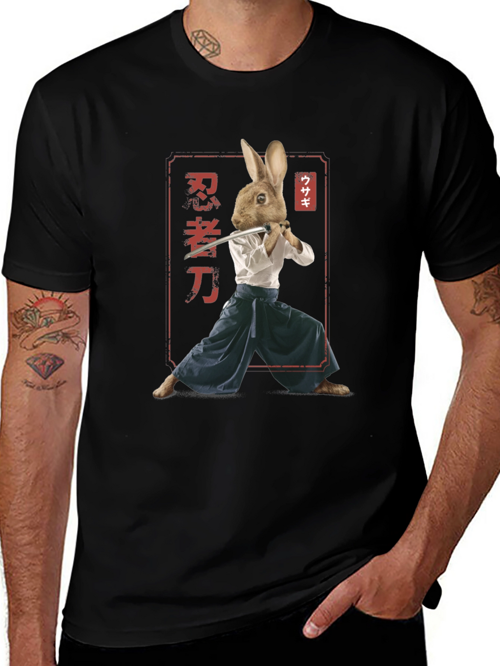 Ninja Rabbit T-Shirt - Samurai Hare Graphic Tee