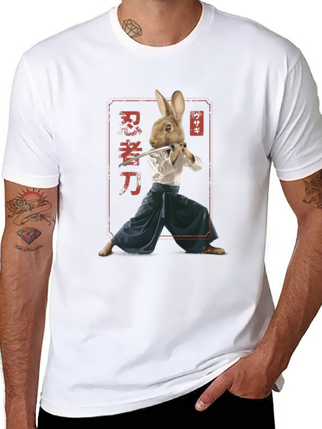 Ninja Rabbit T-Shirt - Samurai Hare Graphic Tee