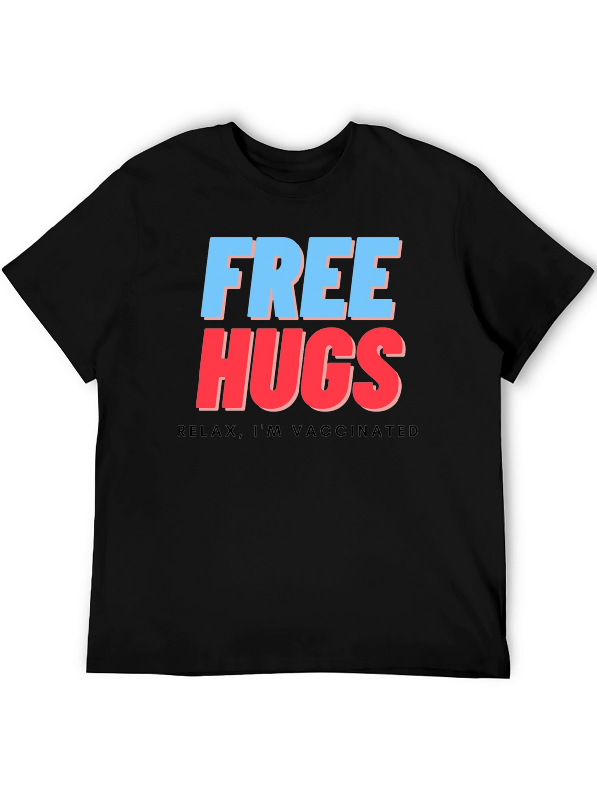 Free Hugs Vaccinated Tee - Black Graphic T-Shirt