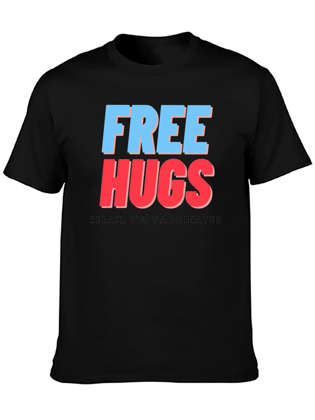 Free Hugs Vaccinated Tee - Black Graphic T-Shirt