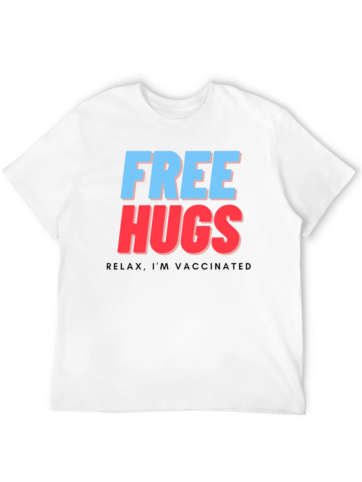 Free Hugs Vaccinated Tee - Black Graphic T-Shirt