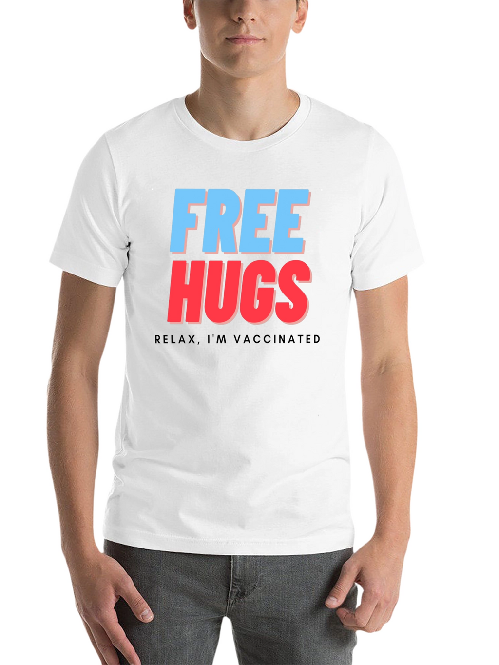 Free Hugs Vaccinated Tee - Black Graphic T-Shirt