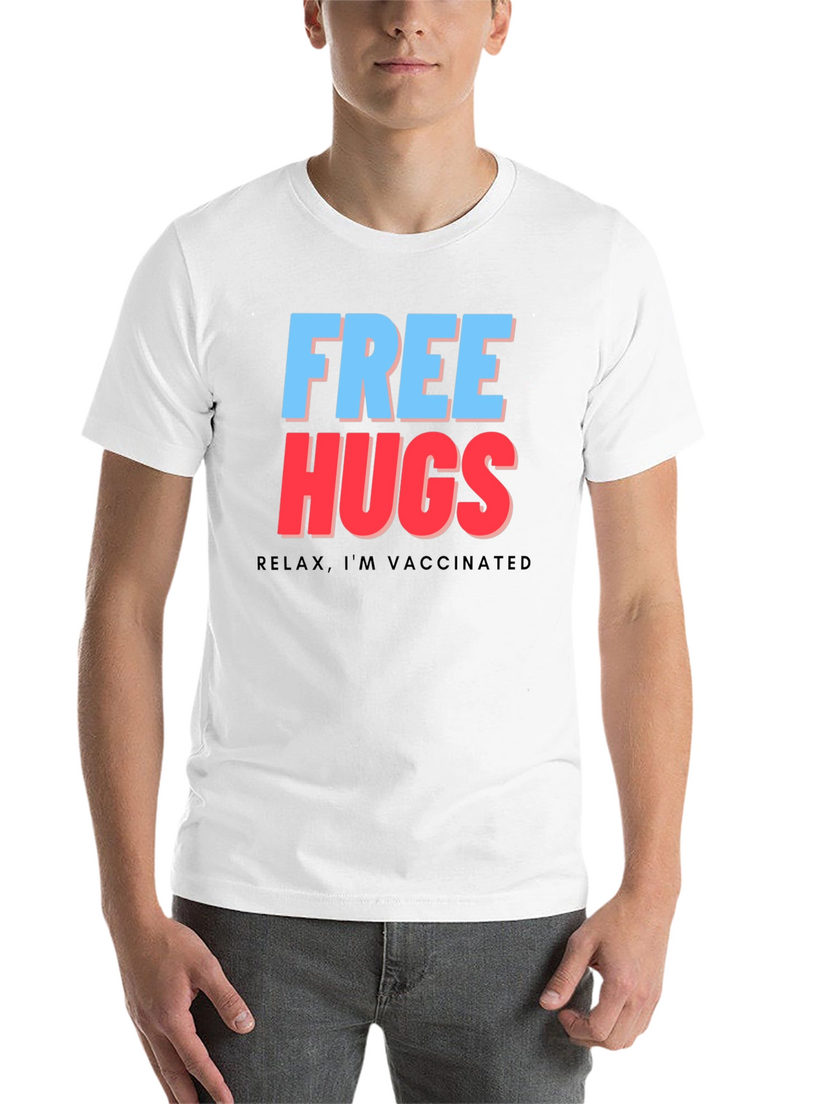 Free Hugs Vaccinated Tee - Black Graphic T-Shirt