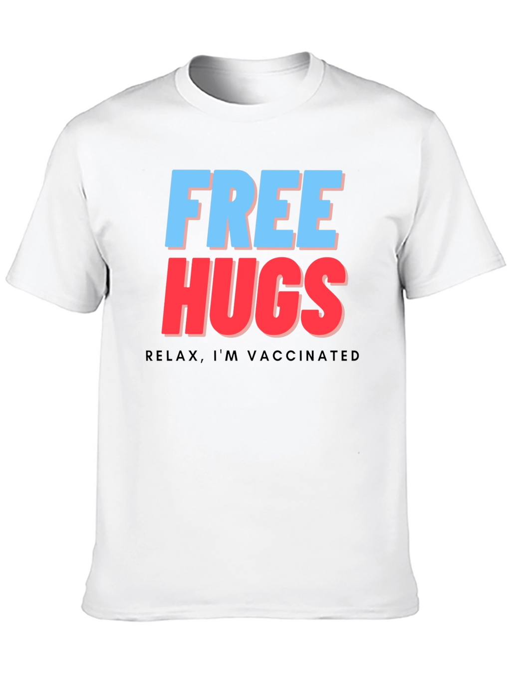 Free Hugs Vaccinated Tee - Black Graphic T-Shirt