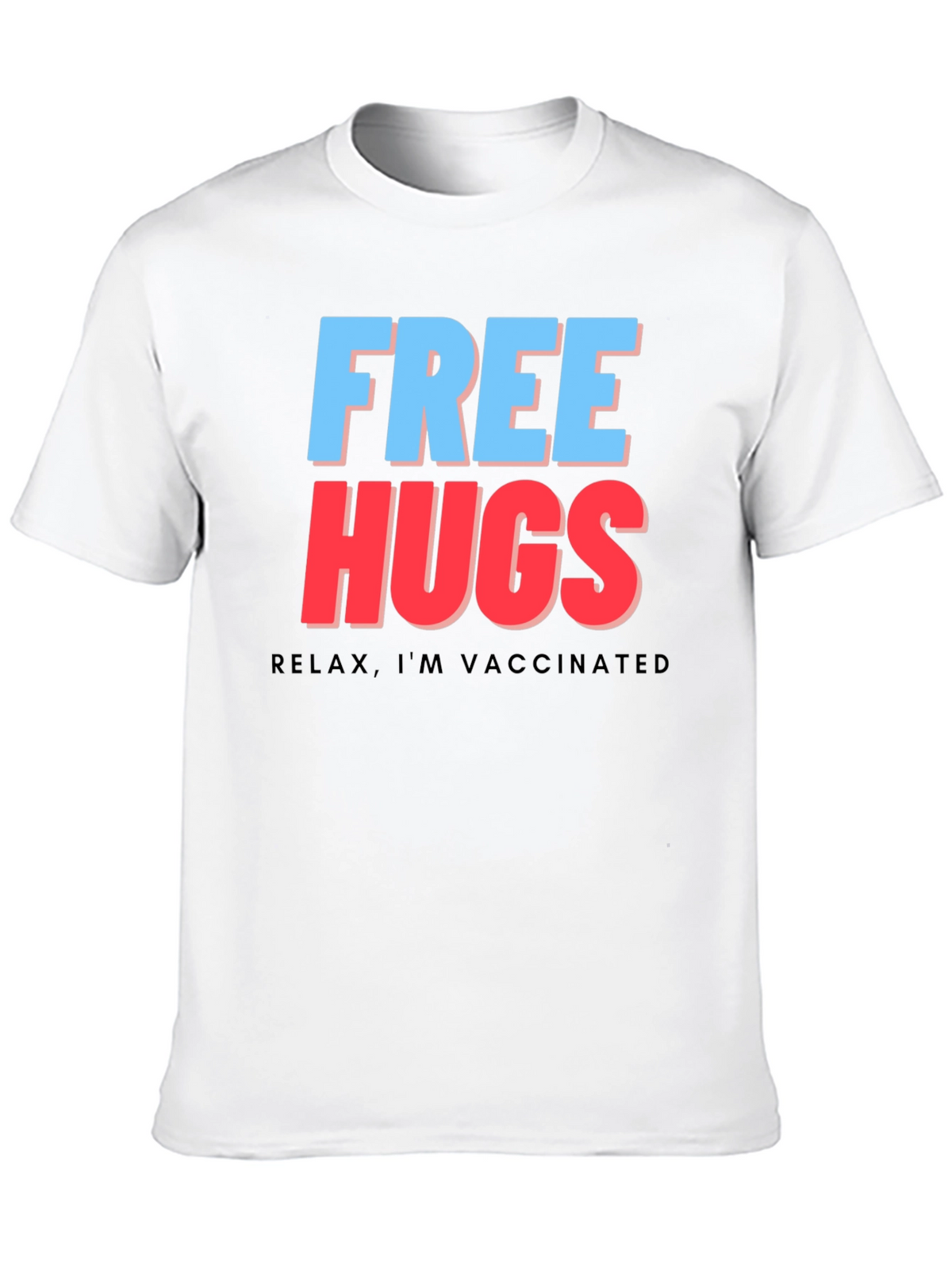 Free Hugs Vaccinated Tee - Black Graphic T-Shirt