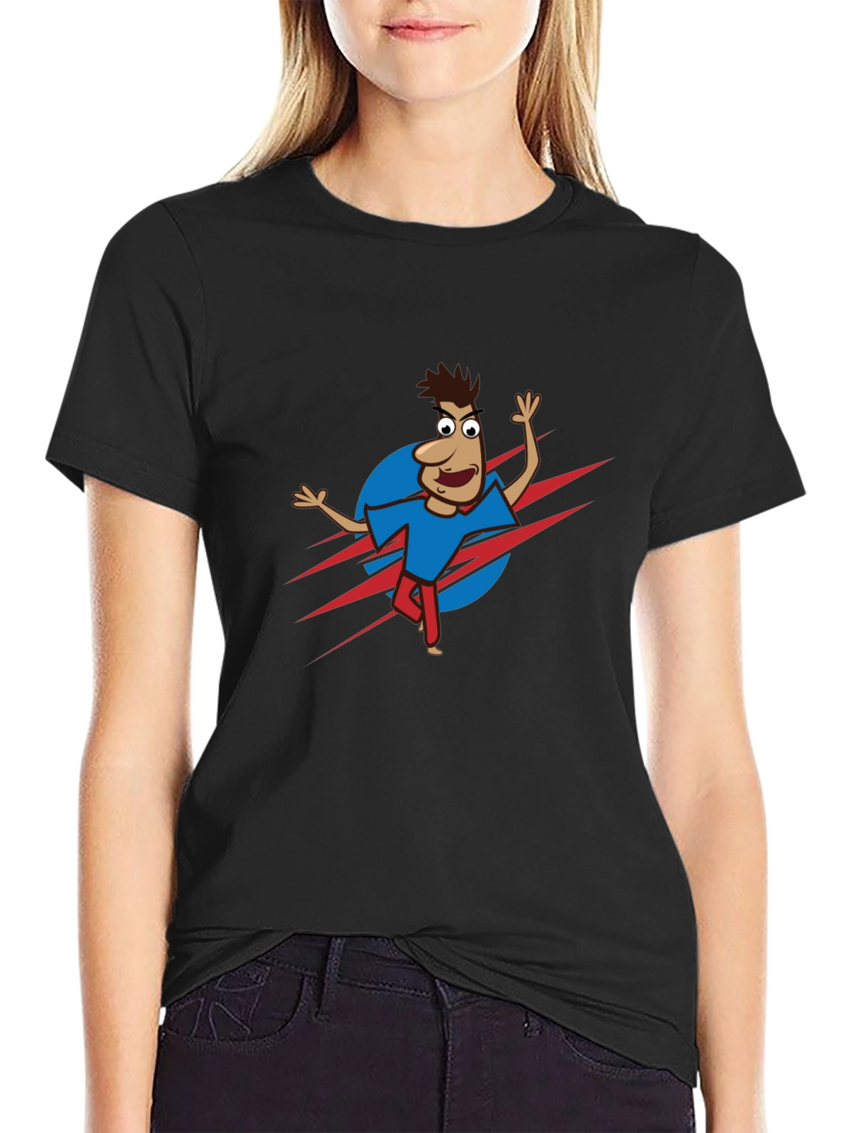 Cartoon Character Graphic Black T-Shirt