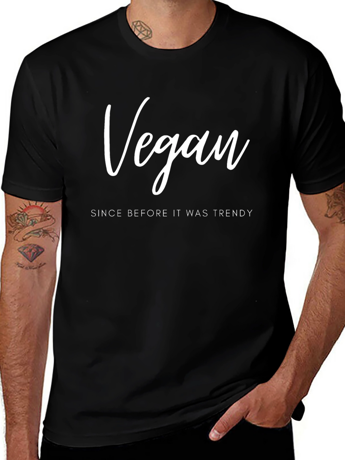 Vegan Since Before Trendy Black T-Shirt