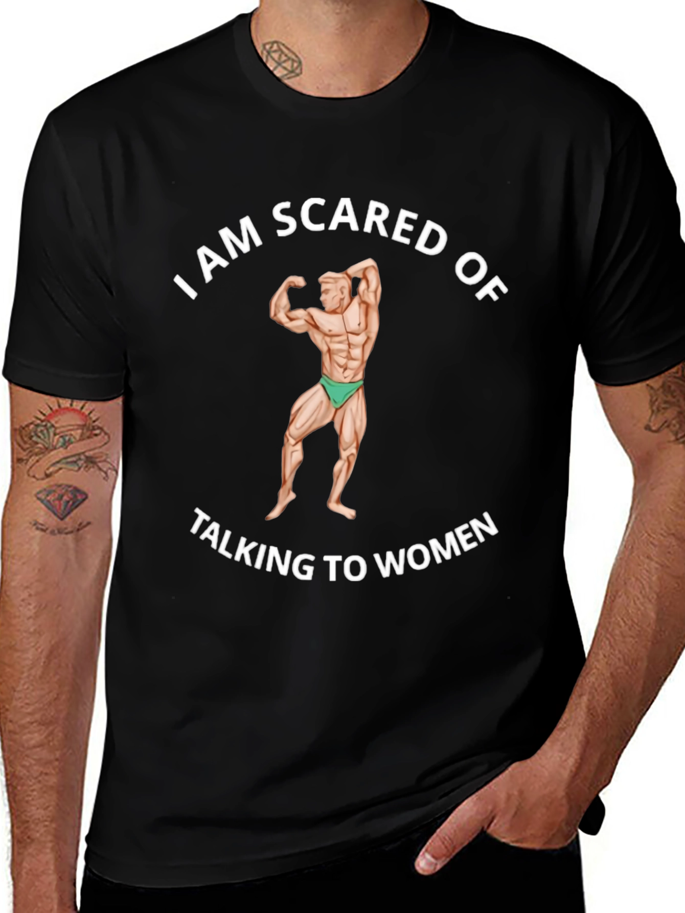 I am Scared of Talking to Women Black T-Shirt