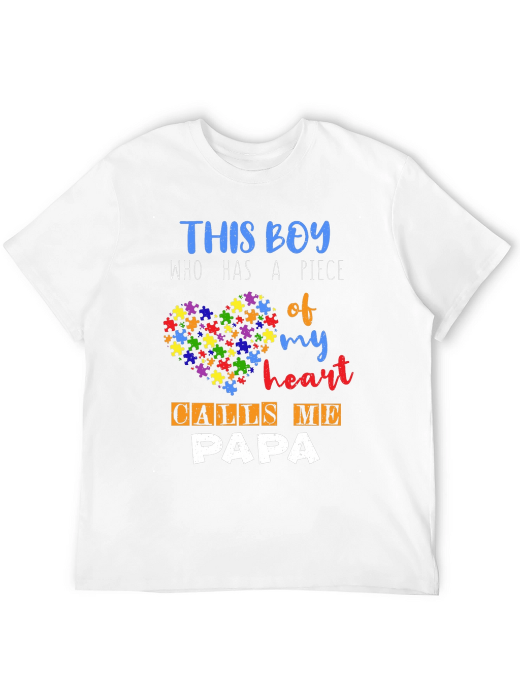 Autism Awareness Papa T-Shirt - Puzzle Piece Heart