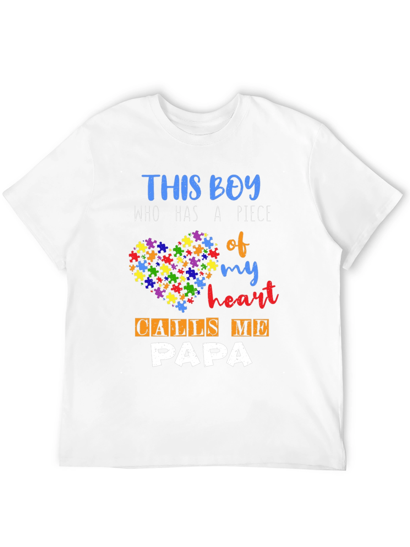 Autism Awareness Papa T-Shirt - Puzzle Piece Heart