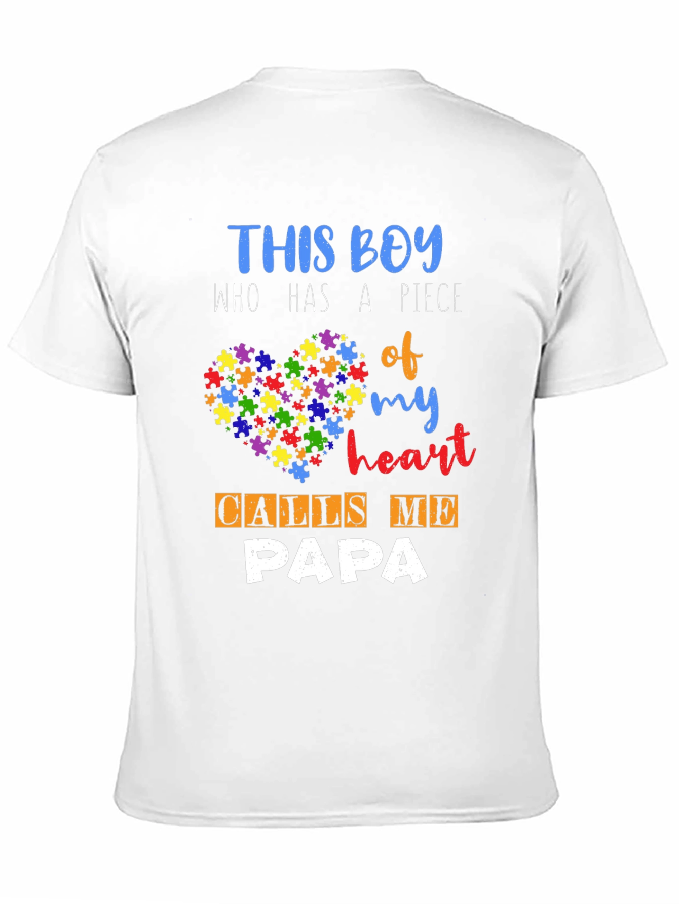 Autism Awareness Papa T-Shirt - Puzzle Piece Heart