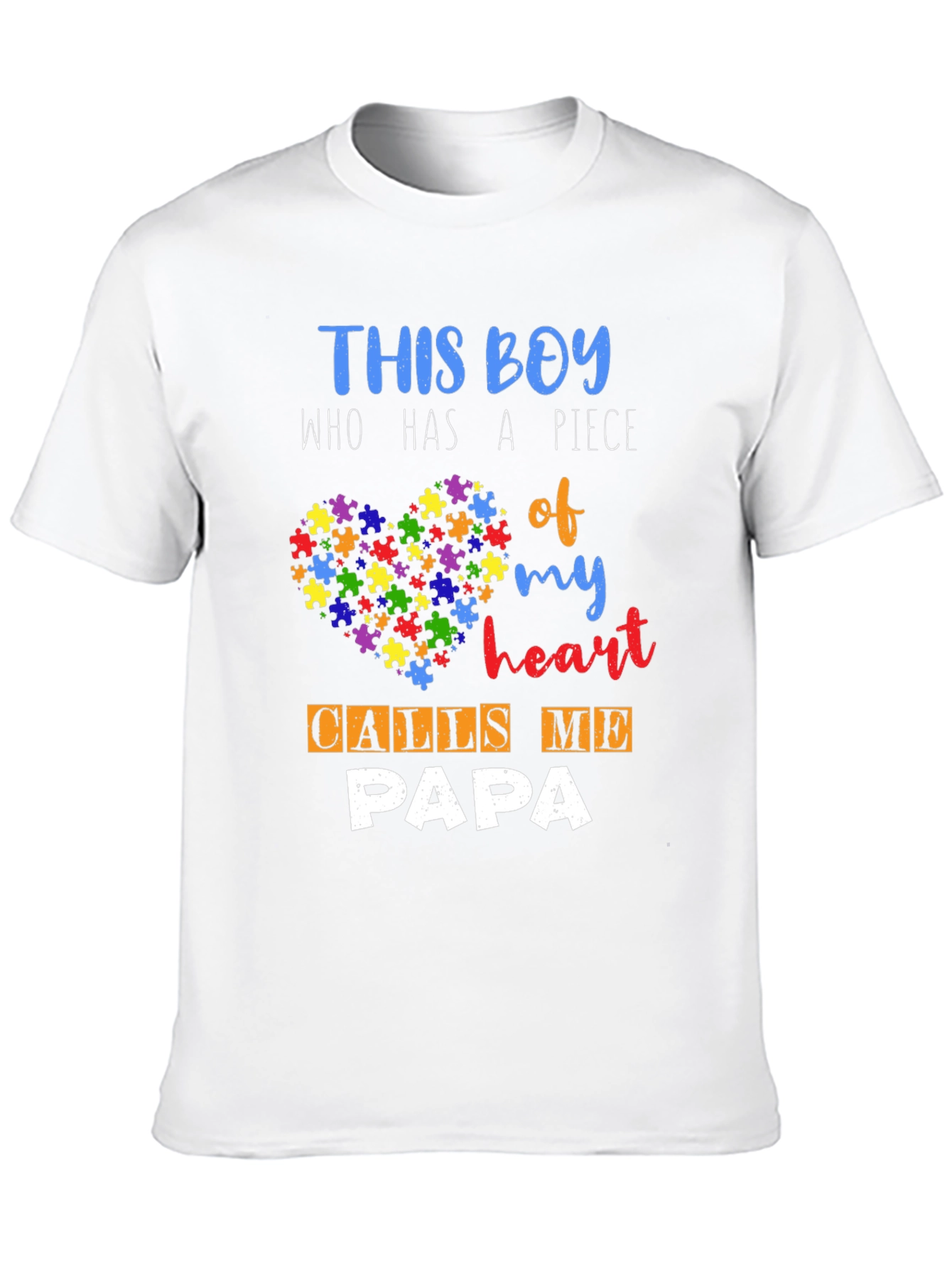 Autism Awareness Papa T-Shirt - Puzzle Piece Heart