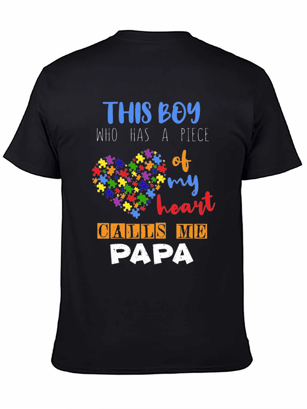 Autism Awareness Papa T-Shirt - Puzzle Piece Heart