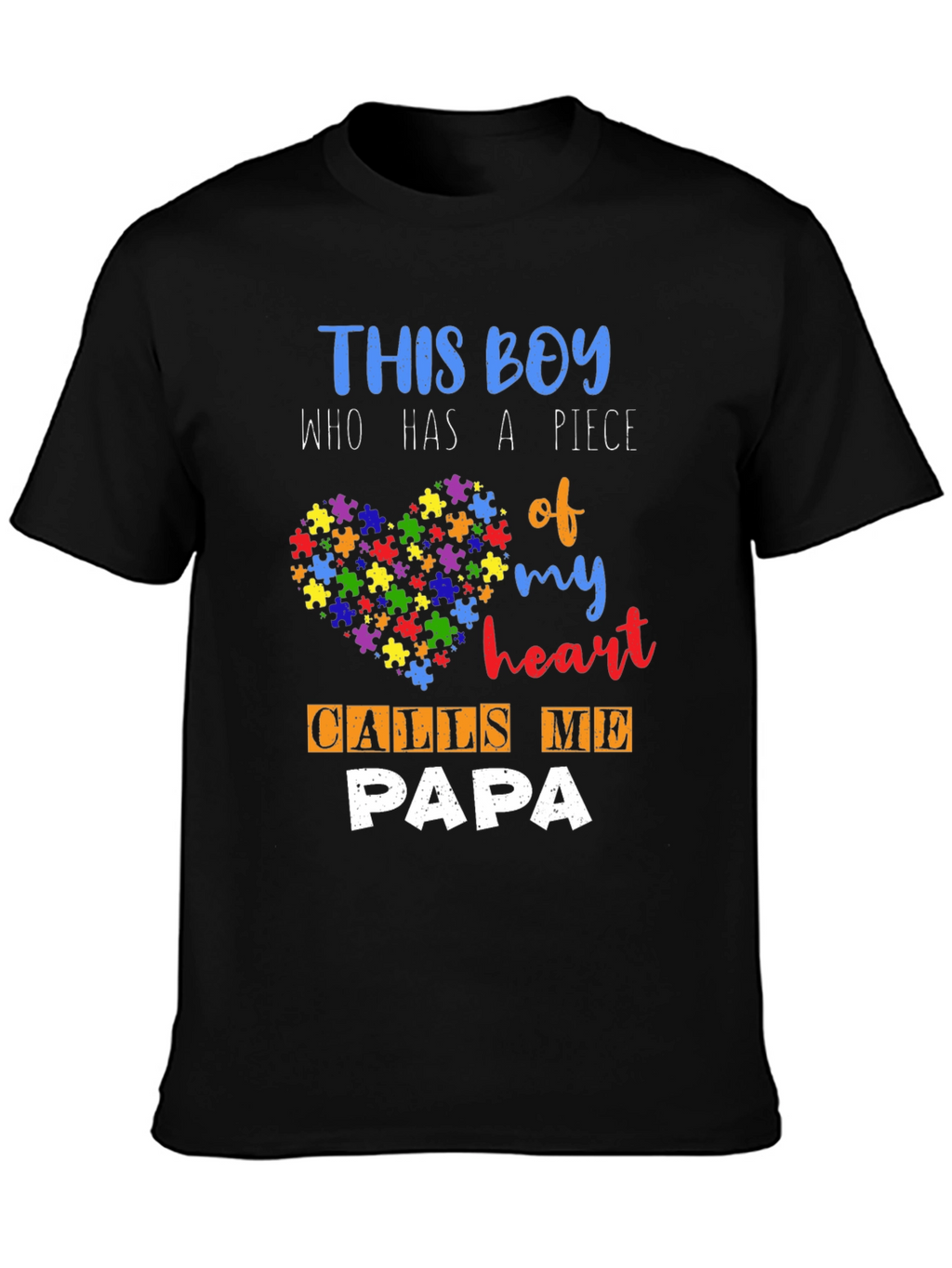 Autism Awareness Papa T-Shirt - Puzzle Piece Heart