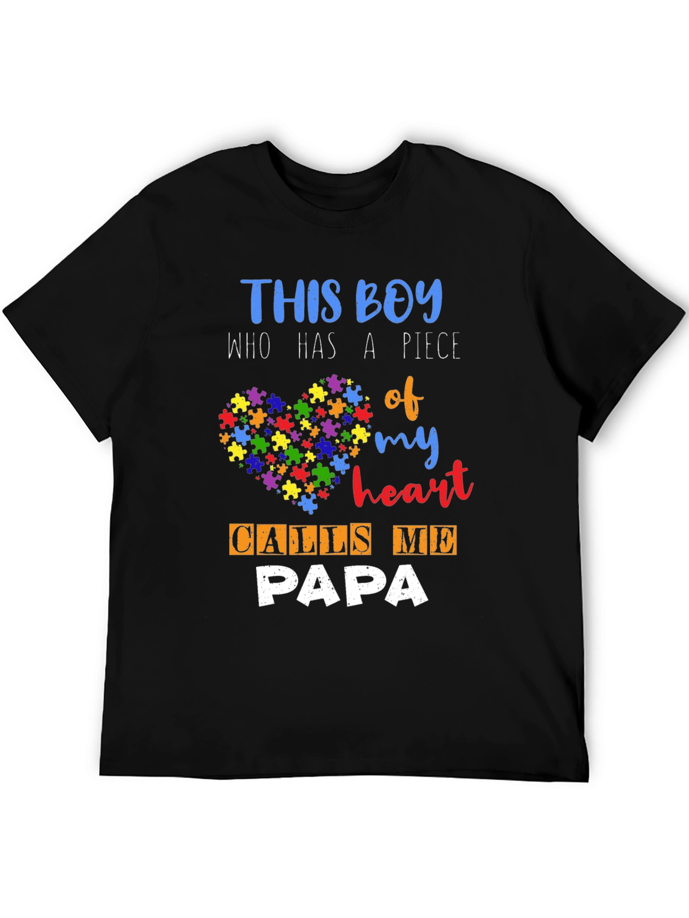 Autism Awareness Papa T-Shirt - Puzzle Piece Heart