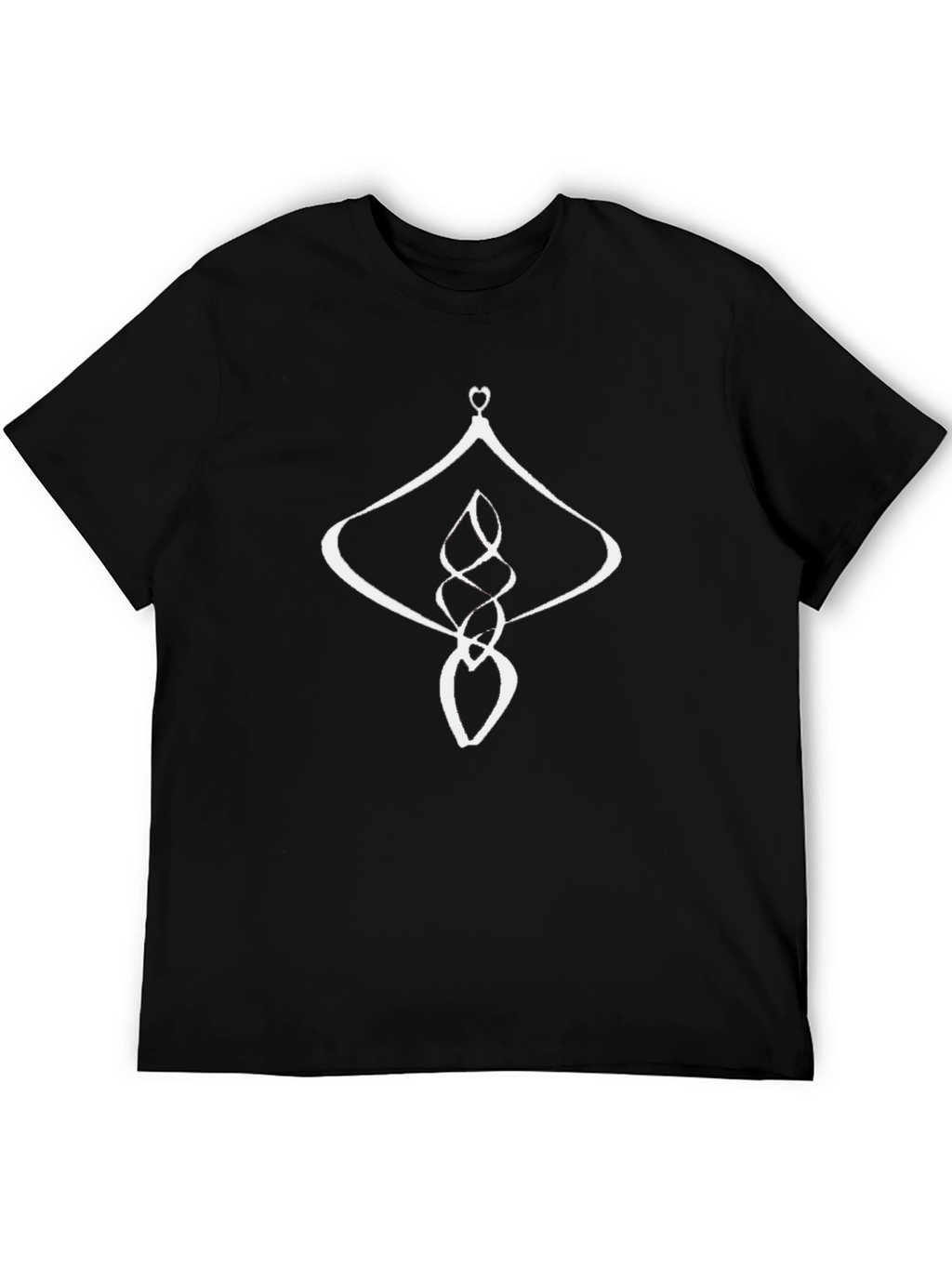 Mens Black Graphic Tee - Abstract White Design