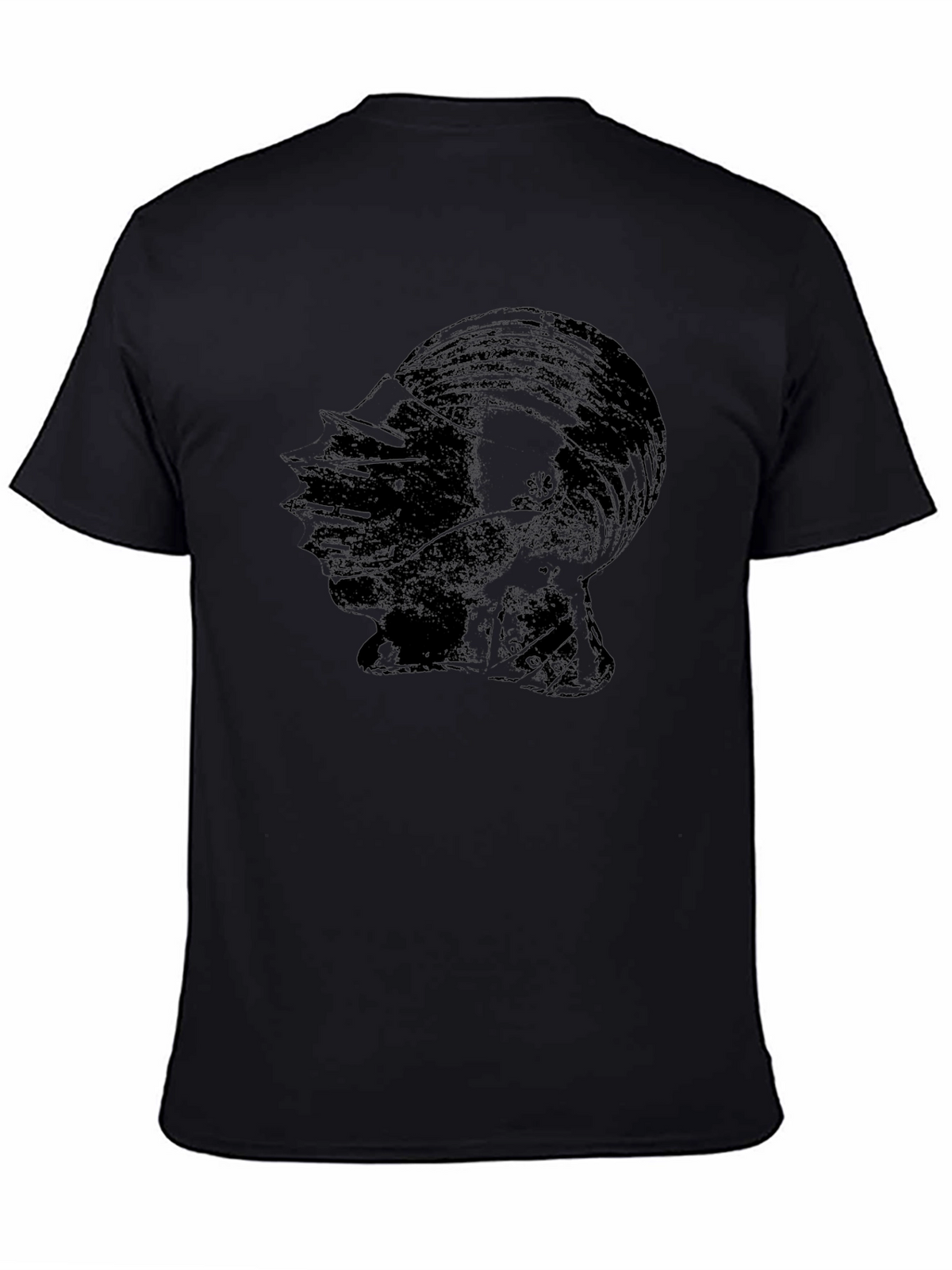 Mens Black Graphic Tee - Knight Helmet