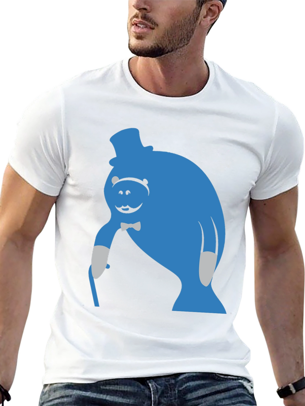 Blue Manatee T-Shirt - Unique Cartoon Graphic Tee