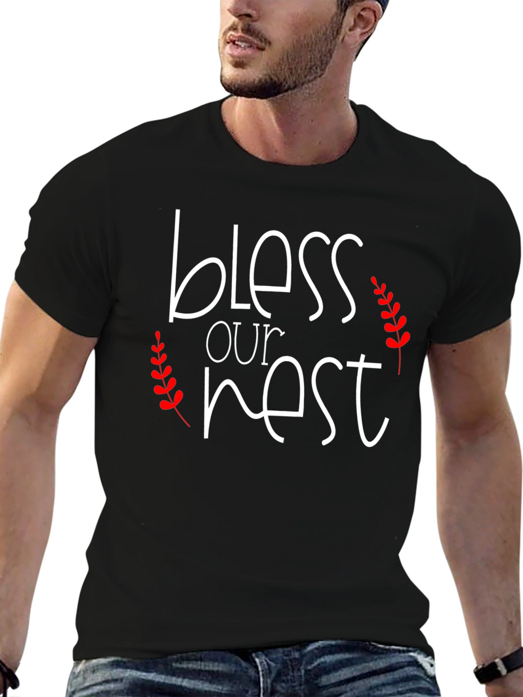 Bless Our Nest Graphic Tee - Black