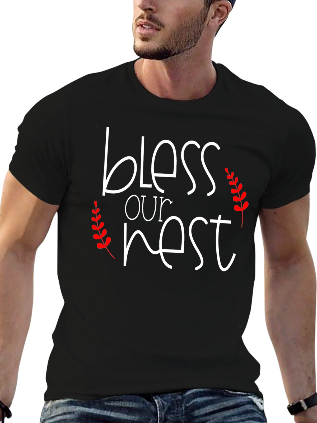 Bless Our Nest Graphic Tee - Black