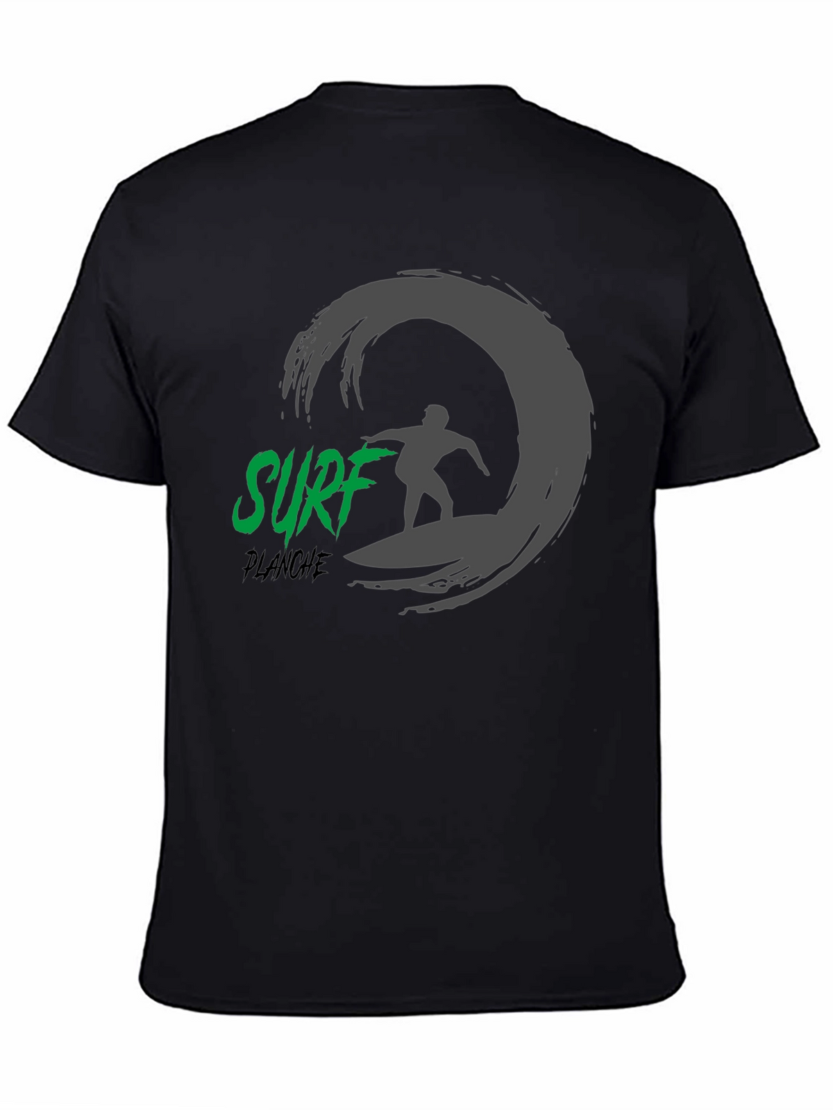 Surf Planche Black T-Shirt: Wave Rider Graphic Tee