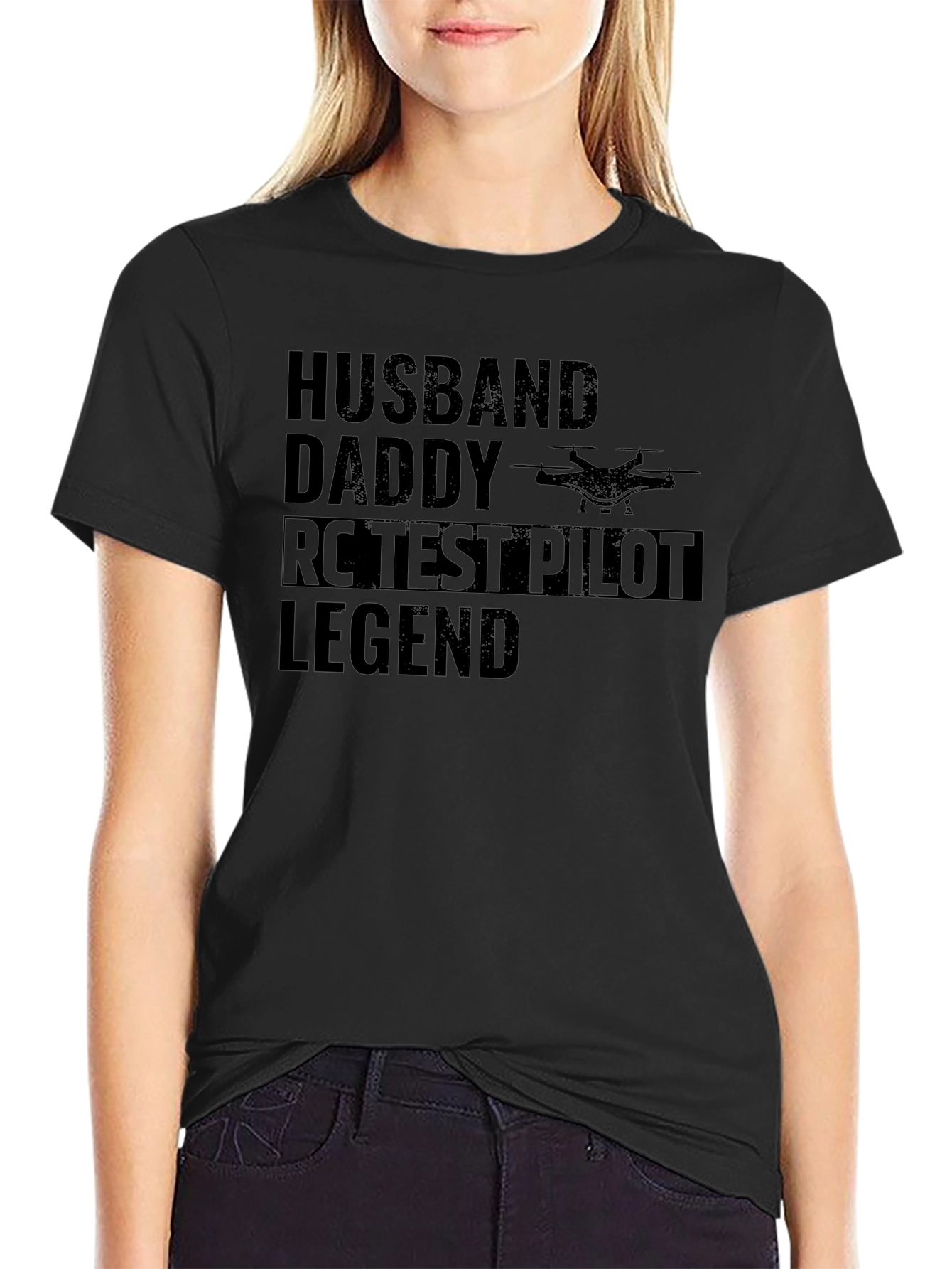 Husband Daddy RC Test Pilot Legend Black T-Shirt