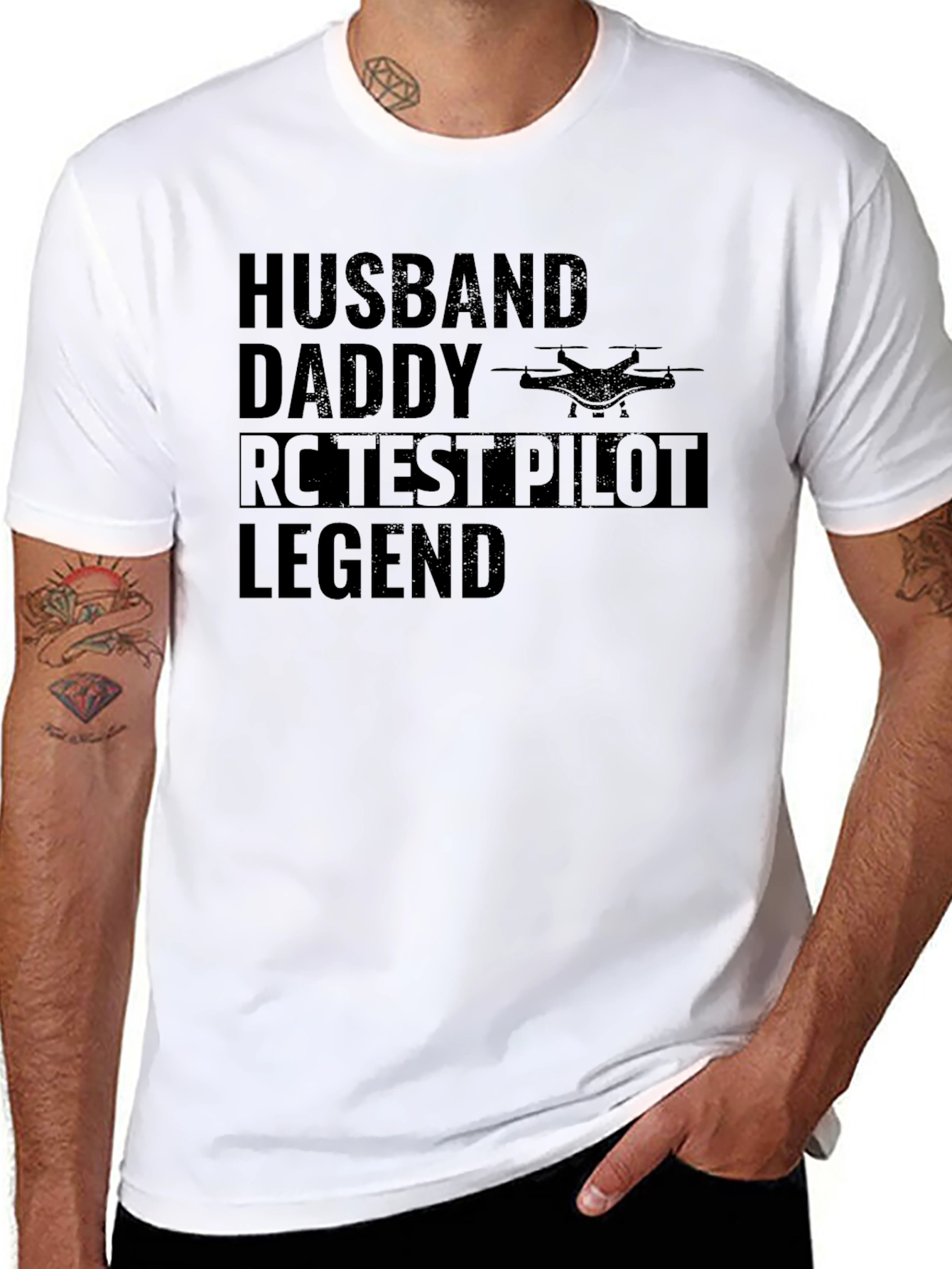 Husband Daddy RC Test Pilot Legend Black T-Shirt