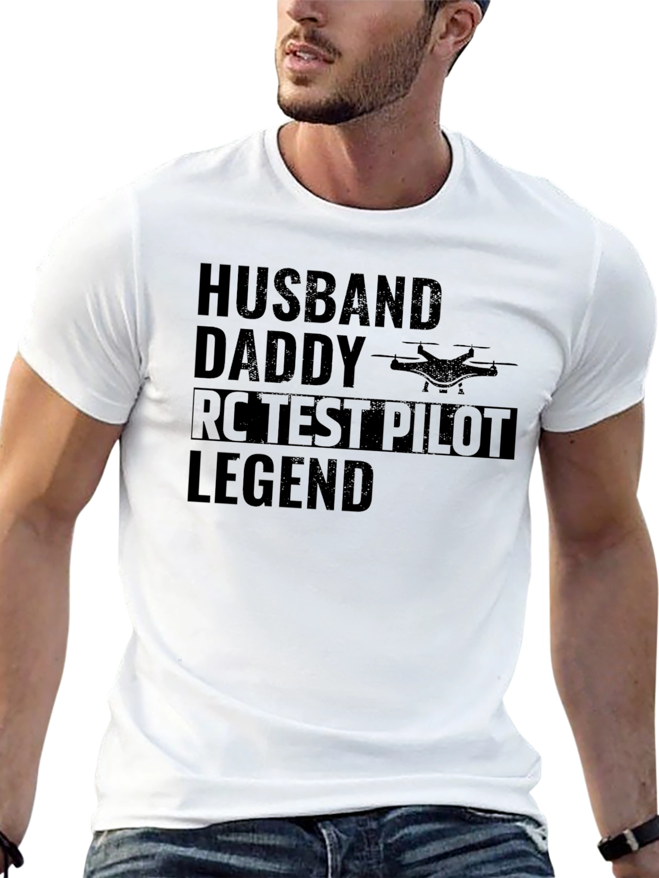 Husband Daddy RC Test Pilot Legend Black T-Shirt